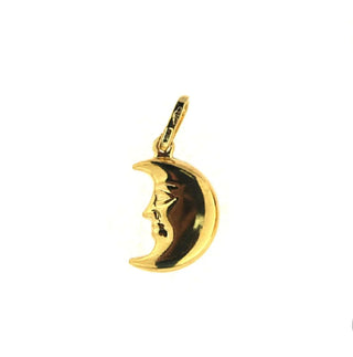18K Solid Yellow Gold Puffy Large Moon Pendant 0.79 x 0.58 x 0.21 inch Amalia Jewelry
