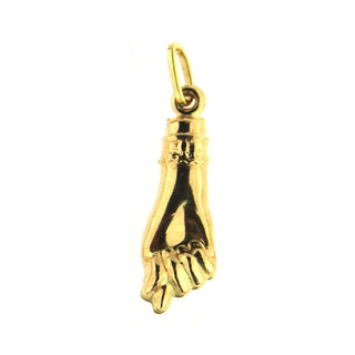 18K Solid Yellow Gold Puffy Figa Fist Large Hand Pendant 0.85 x 0.32 x 0.17 inch , Amalia Jewelry
