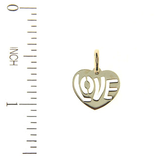 18K Solid Yellow Gold Love Cut out Heart Pendant 0.37 x 0.47 inches , Amalia Jewelry
