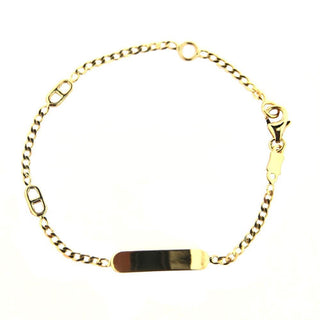 18k Solid Yellow Gold two marine link ID bracelet , Amalia Jewelry