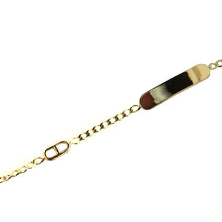 18k Solid Yellow Gold two marine link ID bracelet , Amalia Jewelry