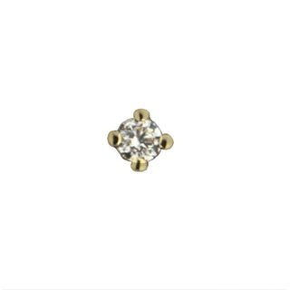 18K Solid Yellow Gold White Zirconia Covered Screwback Earring 11mm post Single unit , Amalia Jewelry