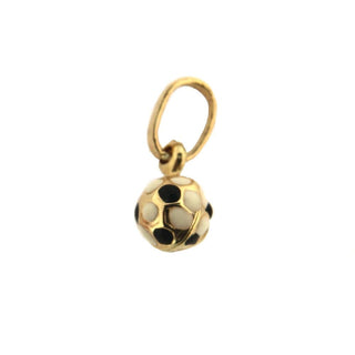 18k Solid Yellow Gold Enamel Mini Soccer Ball Pendant Amalia Jewelry