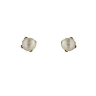 18K Solid Gold 4mm Cultivated Pearl Covered Screwback Earrings , Amalia Jewelry
