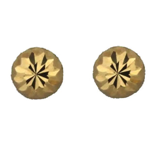 18K Solid Yellow Gold 4mm Diamond Cut Ball Covered Screwback Earrings Amalia Jewelry