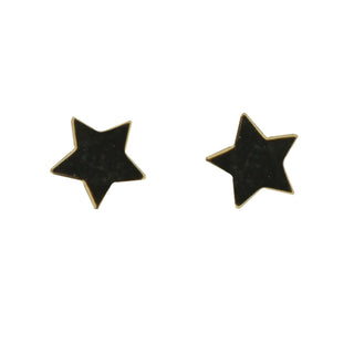 18k Solid Yellow Polished Tiny Polished Star covered screwback Earrings , Amalia Jewelry