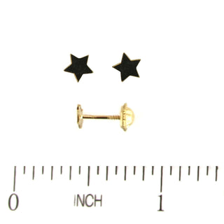 18k Solid Yellow Polished Tiny Polished Star covered screwback Earrings , Amalia Jewelry