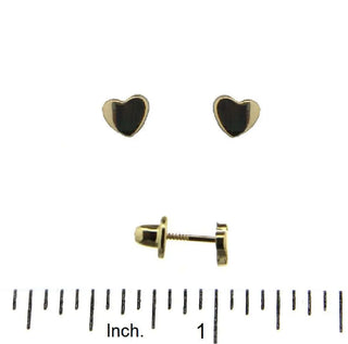 18K Solid Yellow Gold Polished Heart covered screwback Earrings (4mm) , Amalia Jewelry