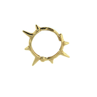 18K Solid Yellow Gold Spike Hinged Hoop Earring . Amalia Jewelry