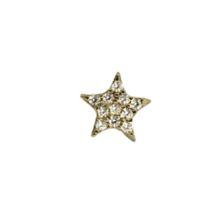 18K Solid Yellow Gold Zirconia Pave Star Covered Screw back Long Post 11 mm , Amalia Jewelry