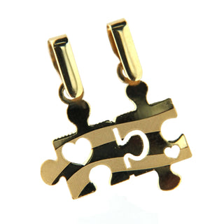18K yellow gold Autism Simbol parent child pendants 0.85 inch with bail , Amalia Jewelry