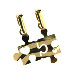 18K yellow gold Autism Simbol parent child pendants 0.85 inch with bail , Amalia Jewelry