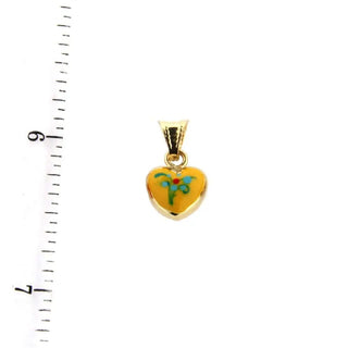 18K Yellow Gold Yellow Enamel Heart Charm , Amalia Jewelry