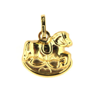 18K Yellow Gold Rocking Horse Charm (14mm/17mm with Bail) , Amalia Jewelry