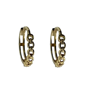 18K solid Yellow Gold Filigree Thin Hinged Hoop Huggie Earrings Diameter 12 mm 0.50 inch X 2mm 0.08 inch , Amalia Jewelry