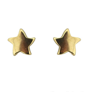18k Solid Yellow Gold Polished Moving Star Covered Screwback Earrings Amalia Jewelry