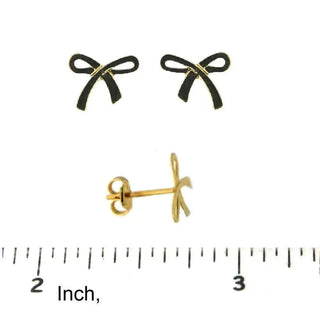 18K Solid Yellow Gold Polished Ribbon Post Earrings Amalia Jewelry