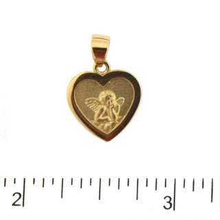 18K Yellow Gold Angel Heart Medal Pendant (17mm x 12mm with Bail) Amalia Jewelry