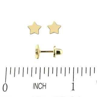 18k Solid Yellow Gold Small Polished Star Stud Covered Screwback Earrings , Amalia Jewelry
