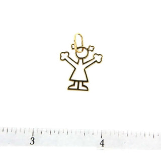18K Yellow Gold Cut Out Girl Charm (18mm X 16mm/23mm with Bail) , Amalia Jewelry