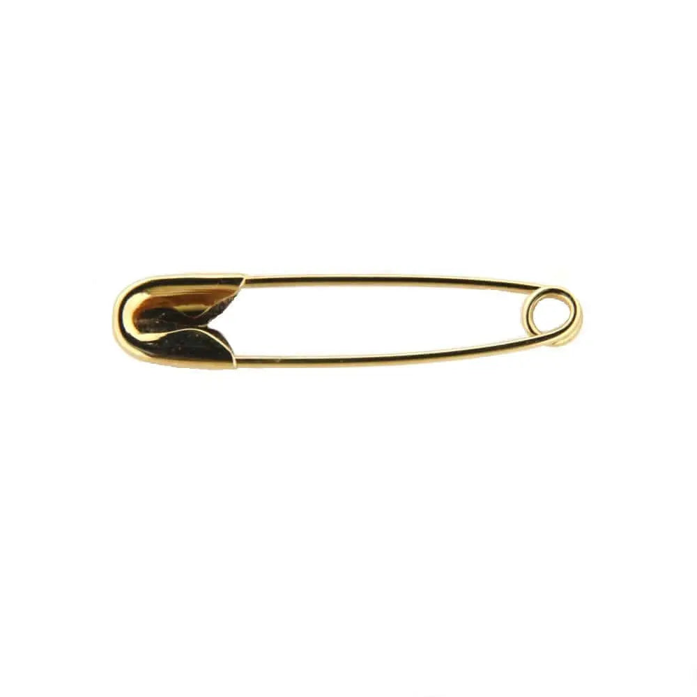 18K Solid Yellow Gold Safety Pin 26mm 1.02 inch