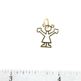18K Yellow Gold Small Cut Out Girl Charm (12mm X 12mm/19mm with Bail) Amalia Jewelry