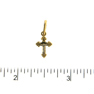 18K Two Toned Tiny Crucifix (1/2 inch) (8mm X 10mm/18mm with Bail) , Amalia Jewelry
