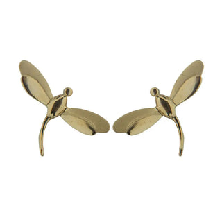 18Kt Yellow Gold DragonFly Screwback Earrings (12mm X 8mm) , Amalia Jewelry