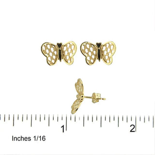 18K Solid Yellow Gold Large Butterfly Post Earrings , Amalia Jewelry