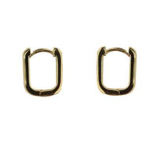 18K Solid Yellow Gold Square Hinged Hoop Huggie Earrings , Amalia Jewelry