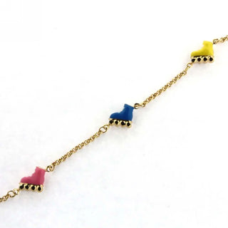 18K Yellow Gold Enamel Skate Bracelet (9mm X 10mm/18mm with Bail) , Amalia Jewelry