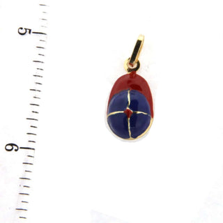 18K YG Navy and Red Baseball Cap Charm (14mm X 9mm/23mm with Bail) Amalia Jewelry