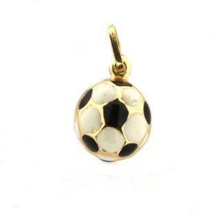 18K Yellow Gold Enamel Soccer Ball Charm (12mm/21mm with Bail) , Amalia Jewelry