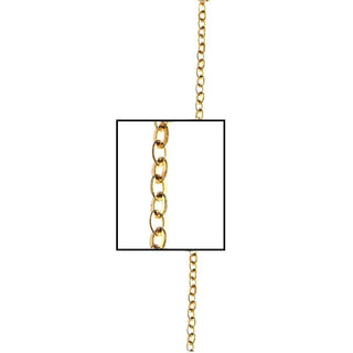 18K Yellow Gold Diamond Cut Oval Cable Chain 13.5 inch , Amalia Jewelry