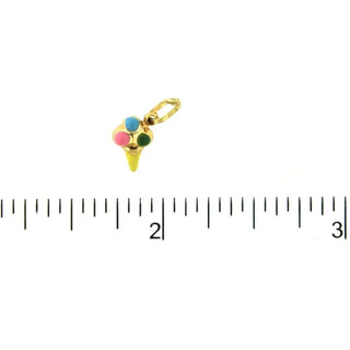 18K Yellow Gold Enamel Ice Cream Cone Charm(7mm X 5mm/11mm with Bail) , Amalia Jewelry