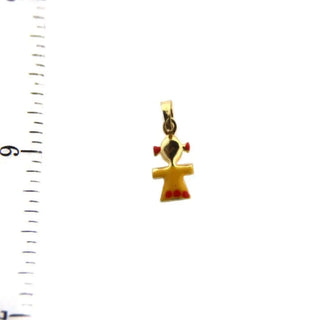 18K Yellow Gold Yellow Enamel Girl Charm (8mm X 7mm/14mm with Bail) , Amalia Jewelry