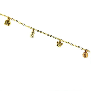 18K Tri Color Animal Charm Bracele 6 Inches Amalia Jewelry