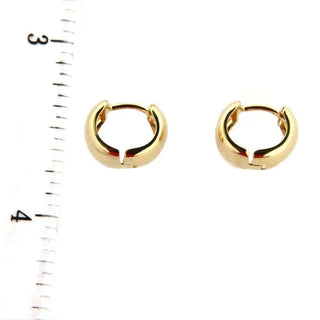 18Kt Solid Yellow Gold Small Thick Hinged Hoop Huggie Earrings 11mm , Amalia Jewelry