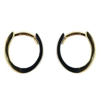 18K Solid Two Tone Gold Baby Hinged Hoope Huggie Earrings 10 mm Amalia Jewelry