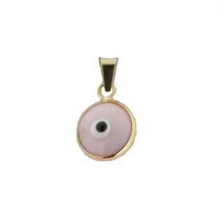 18K Yellow Gold Pink Eye Charm (9mm/15mm with Bail) Amalia Jewelry