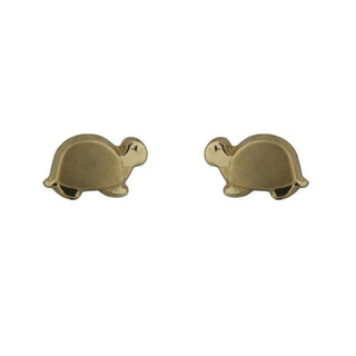 18K Yellow Gold Turtle Screwback Earrings (5mm) , Amalia Jewelry