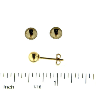 18K Solid Yellow Gold 5 mm Ball post earrings , Amalia Jewelry