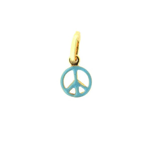 18 Kt Blue enamel Peace Sign Pendant , Amalia Jewelry