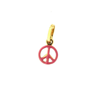 18 Kt Pink enamel Peace Sign Charm (7mm/15mm with Bail) , Amalia Jewelry