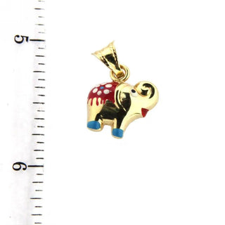 18K Yellow Gold Red Enamel Elephant Charm Amalia Jewelry