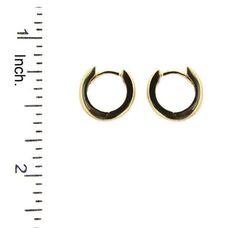 18K Solid Yellow Gold Hinge Hoop Huggie Earrings 0.31 inch Amalia Jewelry