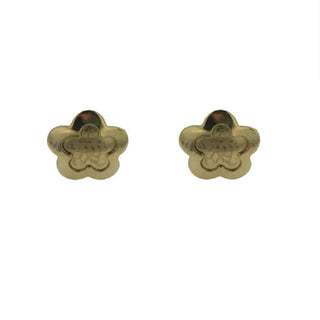 18K Solid Yellow Gold Flower Covered Screwback Earrings , Amalia Jewelry