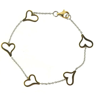 18Kt Two Toned Open Heart Bracelet , Amalia Jewelry