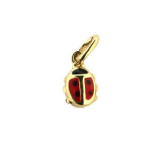 18Kt Yellow Gold Red Lady Bug charm (6mm/13mm with Bail) , Amalia Jewelry