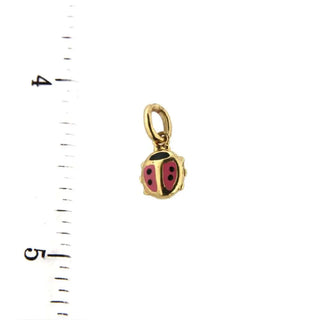 18Kt Yellow Gold Pink Lady Bug charm (6mm/13mm with Bail) , Amalia Jewelry